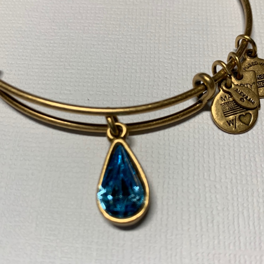 3/$20 Alex and Ani blue March birthstone gold tone bracelet